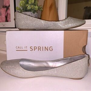 Call It Spring Silver Shimmery Women's Flats Size 10